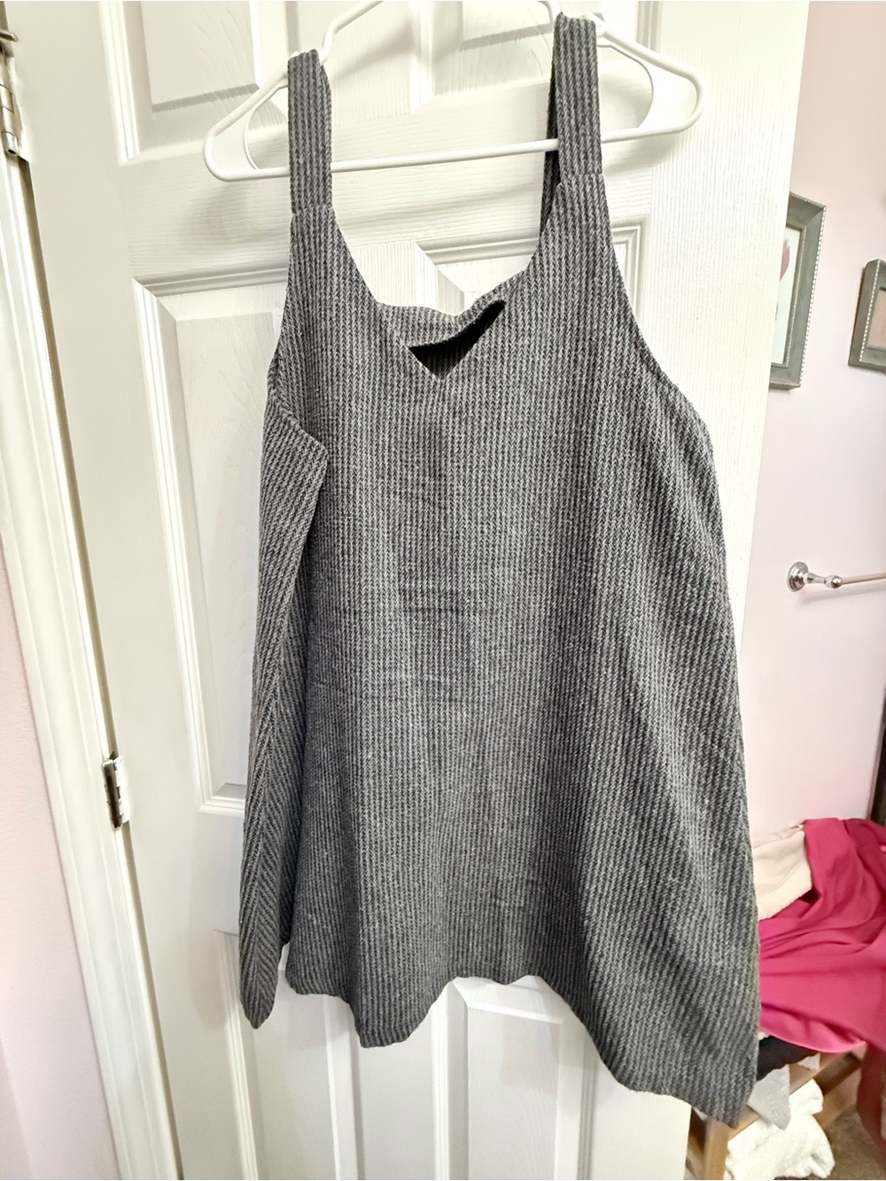SHEIN Gray Ribbed Knit A-Line Tank Dress